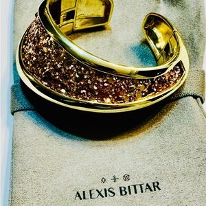 NP ‼️ Alexis Bittar Gold/BlushPink Encrusted Crystal Cuff Bracelet 🎁 PerfectGift